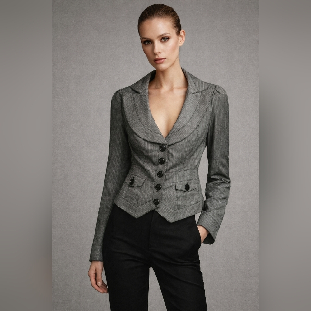 Modern Tailored Pinstripe Power Blazer